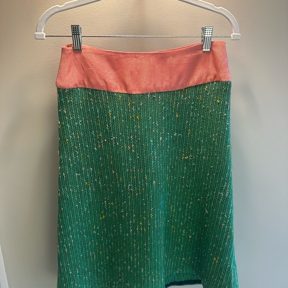 Green and Pink Tweed Women's Skirt